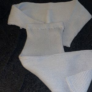 Grey sweater skirt set